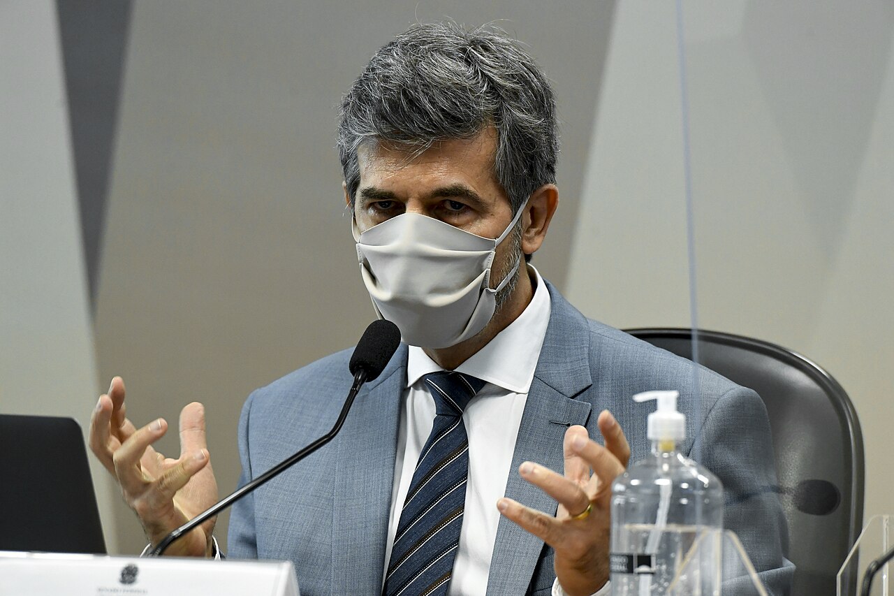 Teich em destaque durante seu depoimento à CPI da Pandemia, Senado, 05/05/2021
